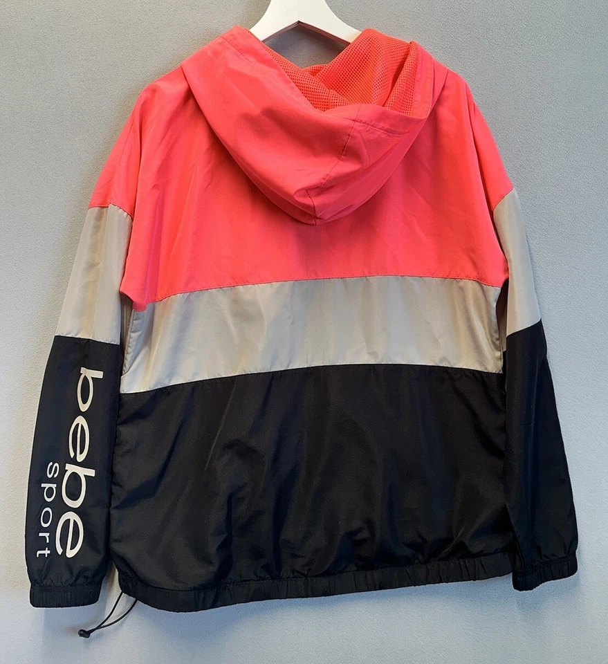 Chaqueta cortavientos Bebe Sport para mujer talla grande rosa bloque de color cremallera completa Foto 2 de 4