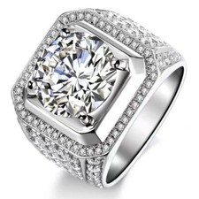 2-3-5CT Round Cut VVS1/D Certified GRA Moissanite Band Ring 925 Sterling Silver