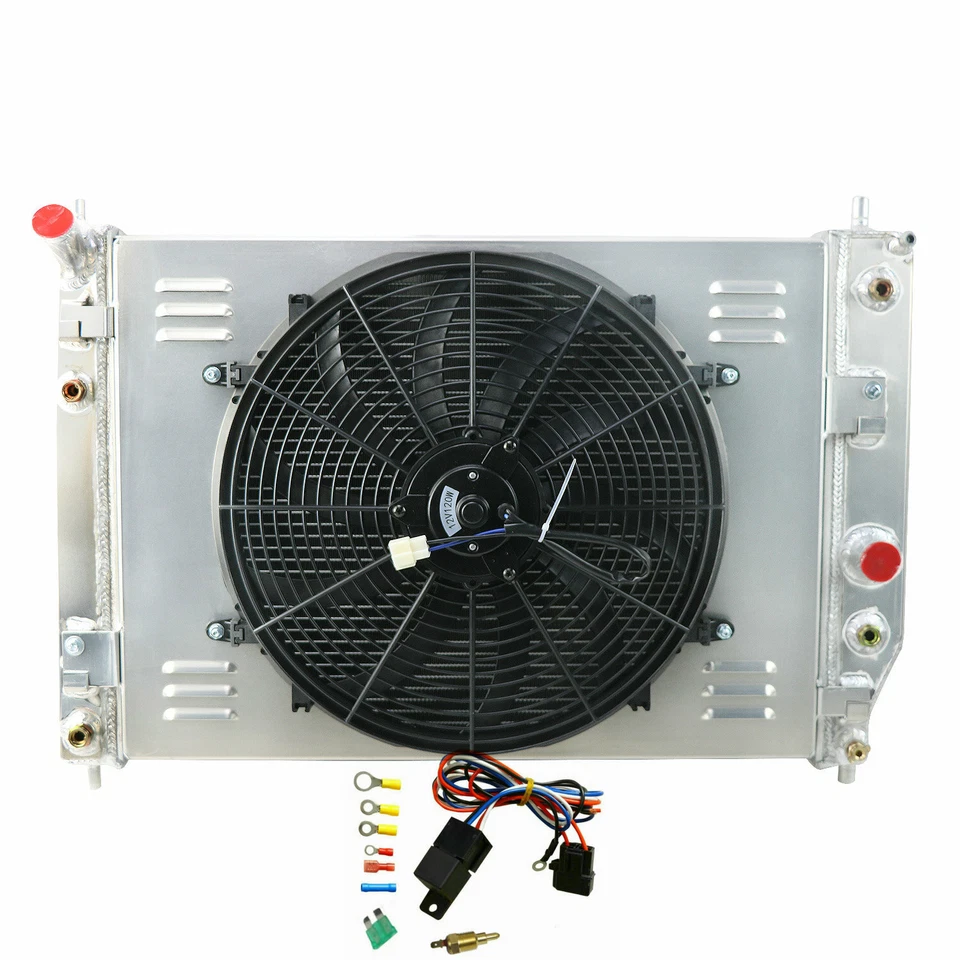 4 Row Radiator Shroud Fan for 05-13 Chevy Corvette 03-06 SSR 08-09 Saab 9-7x AT Foto 2 de 4