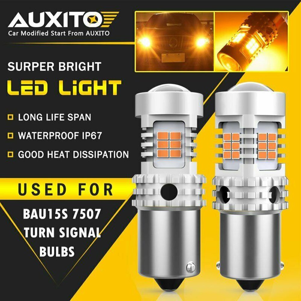 2x BAU15S PY21W 581 AMBER LED CAN-BUS TURN SIGNAL INDICATOR LIGHT BULB ...