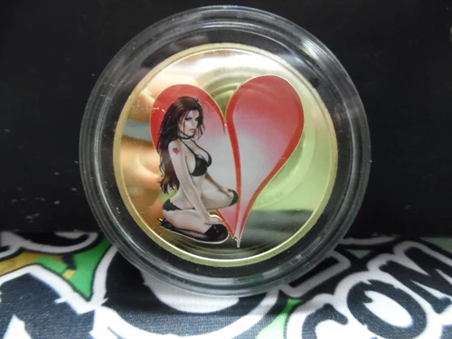 Queen of Hearts & Spades GOLD Poker *Card Guard, Protector* W/ with Case