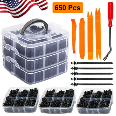 620PCS Car Body Retainer Clips Auto Fasteners Push Trim Pin Rivet Bumper Kit Set