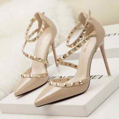 decolte donna 11 cm eleganti stiletto eleganti beige pelle sintetica 9665