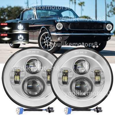7'' INCH LED Headlights Hi-Lo beam Fit Ford Mustang 1970-1973 Bronco 1966-1977