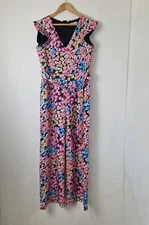 Oasis Pink Floral Ruffle Sleeve Tie Belted Wide Leg Jumpsuit BNWT UK Size 12
