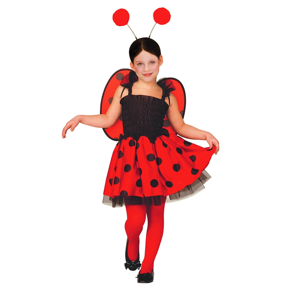 COSTUME VESTITO ABITO TRAVESTIMENTO CARNEVALE BAMBINA LADYBUG COCCINELLA