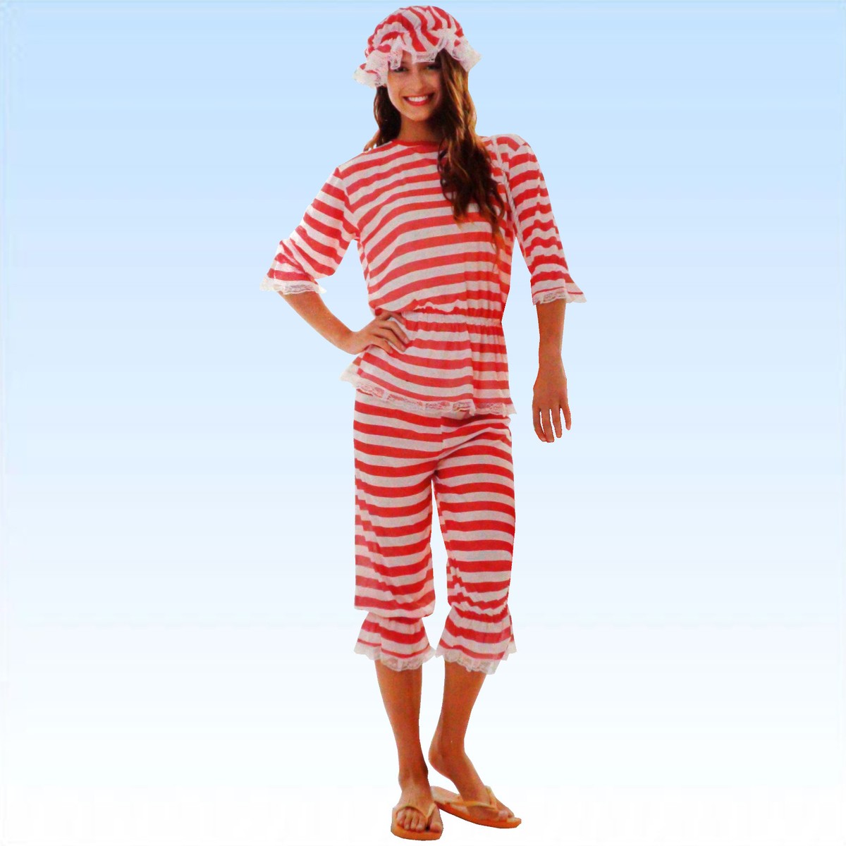 I LOVE FANCY DRESS Retro Badeanzug Kostüm – Viktorianischer Stil 20er/30er Jahre, Mit Hose & Oberteil, Größe XLarge