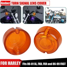 2Pcs Amber Turn Signal Lens Cover Fit For Harley Softail Custom FXSTC Dyna FXD