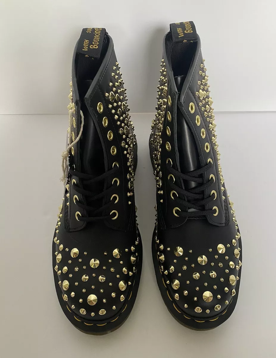 Dr. Martens 1460 Midas Smooth Leather Gold Studded Boots Size 8