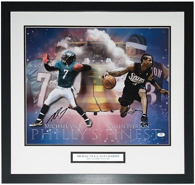 Allen Iverson Michael Vick Dual Autographed Philadelphia 16x20 PSA