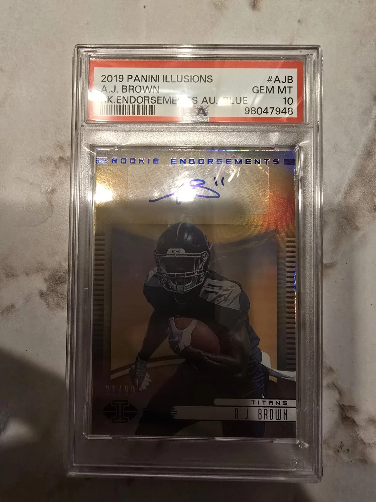 AJ Brown Panini Illusions Rookie Endorsements Autographs #AJB Blue
