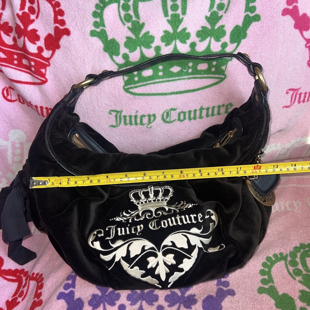 Vintage Black Juicy Couture Purse Handbag Satchel Bag Velour Vintage Black Juicy Couture Purse Handbag Satchel Bag Velour