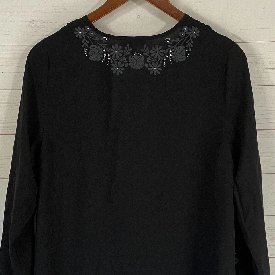 Antthony Original Embroidered Crystal Embellished Cardigan Small Black Polyester - Image 4 of 4
