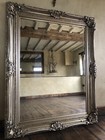 Antique Silver Ornate Vintage Large Over mantle French Statement Wall Mirror 5ft