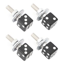 4x Custom DICE License Plate Bolt Screw Black Plastic Motorcycle Chopper Bobber