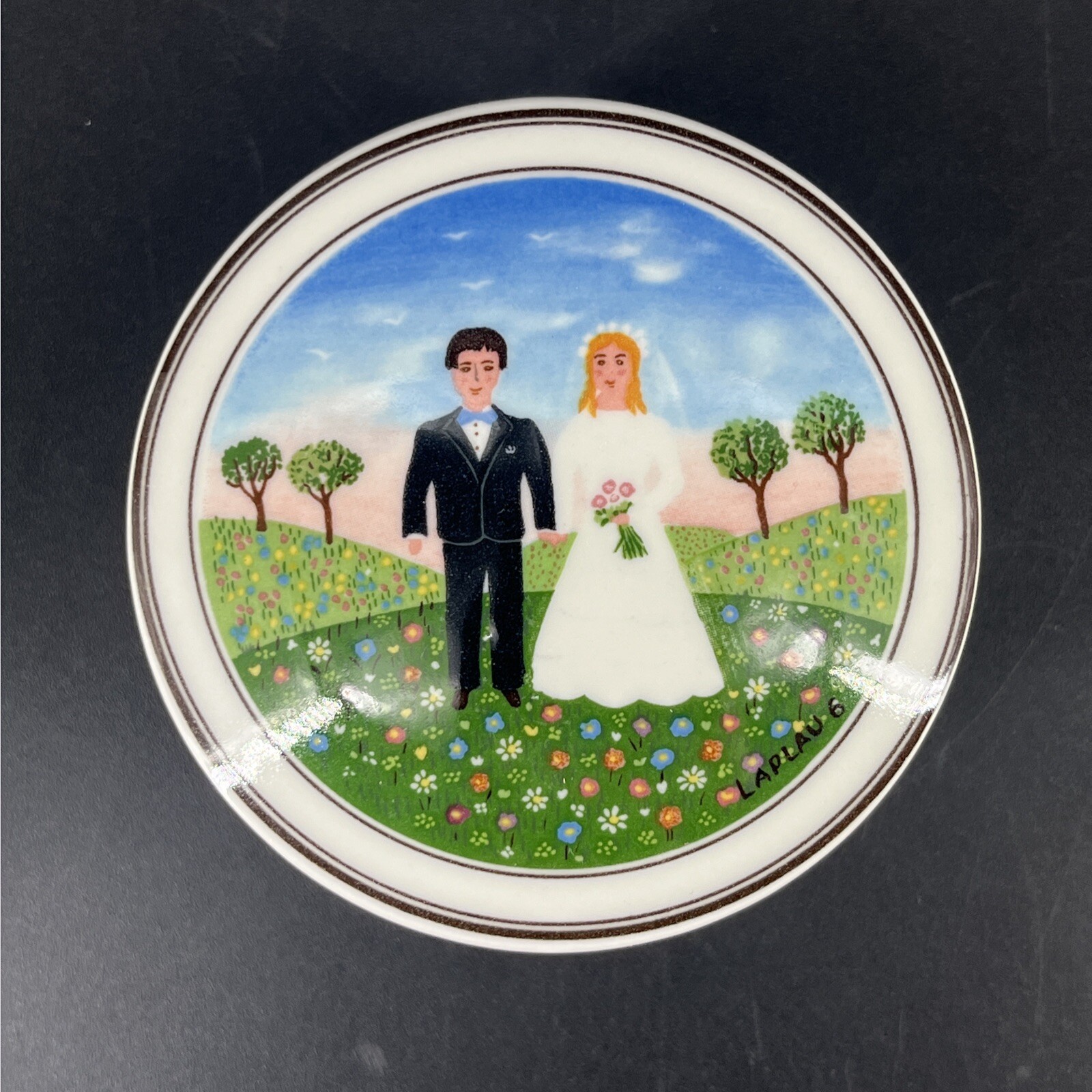 Villeroy & Boch Bride & Groom Design Trinket Box Naif Wedding Porcelain 3"