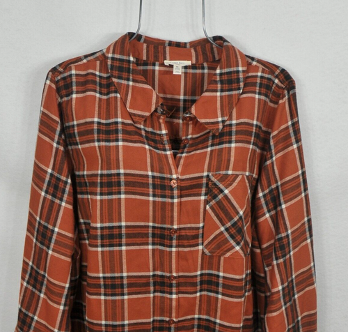 Como Blu Womens Shirt 3X Burnt Orange Collared Plaid Long Sleeve Blouse Top NWOT - Picture 8 of 11