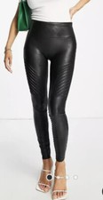 Spanx Women's Faux Leather Moto Shaping Leggings Size Small Black