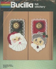 Bucilla Jeweled Felt Lace Mr Mrs Santa Claus 4 Door Knob Covers 82352 KIT