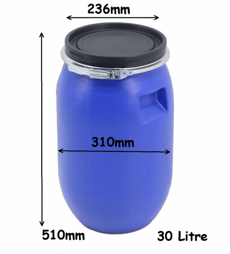 New Quality Plastic Open Top Barrel Drum Keg With Lid & Closure - Choice Of Size - Picture 6 of 7