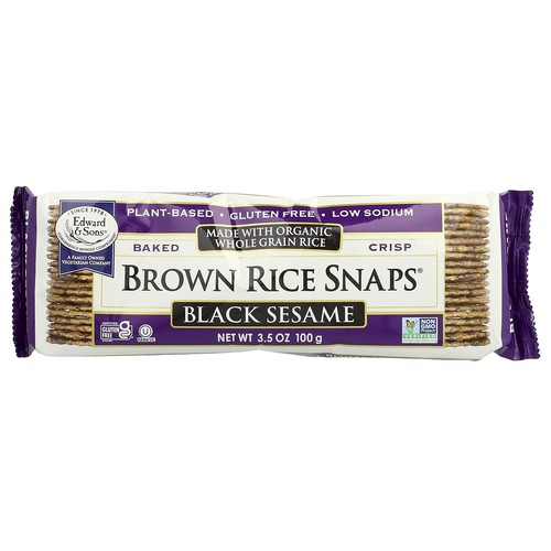 Baked Crisp Brown Rice Snaps®, Black Sesame, 3.5 oz (100 g)