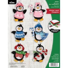 Bucilla Felt Ornaments Applique Kit Set of 6 - Winter Land Penguins 89668E