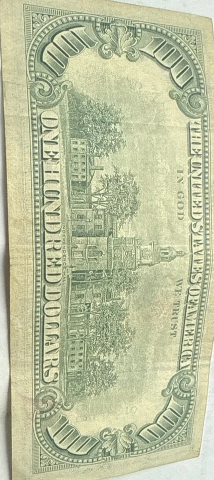 Серия 1963 A $100 сто долларов банкнота старый стиль маленькая голова очень хороший банкнота - Изображение 4 из 4