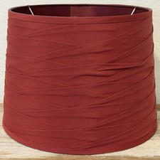 Lamp Shade Round Drum Empire Crimson Red Soft Gathered Fabric Rippled 12x14x10