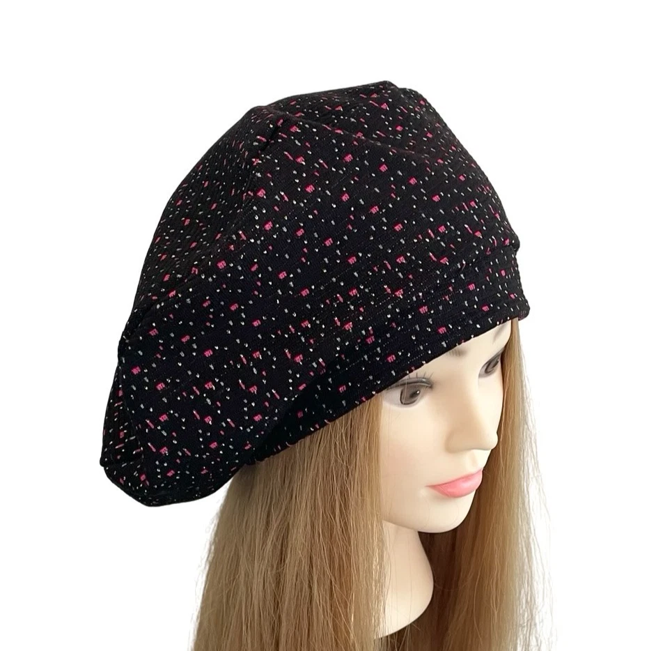 Black sparkly jersey beret hat Unlined lightweight tam beret cap for women
Opens in a new window or
