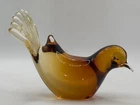 Vintage Amber Murano Italian Venetian Glass Bird Figurine Hand Blown Glass