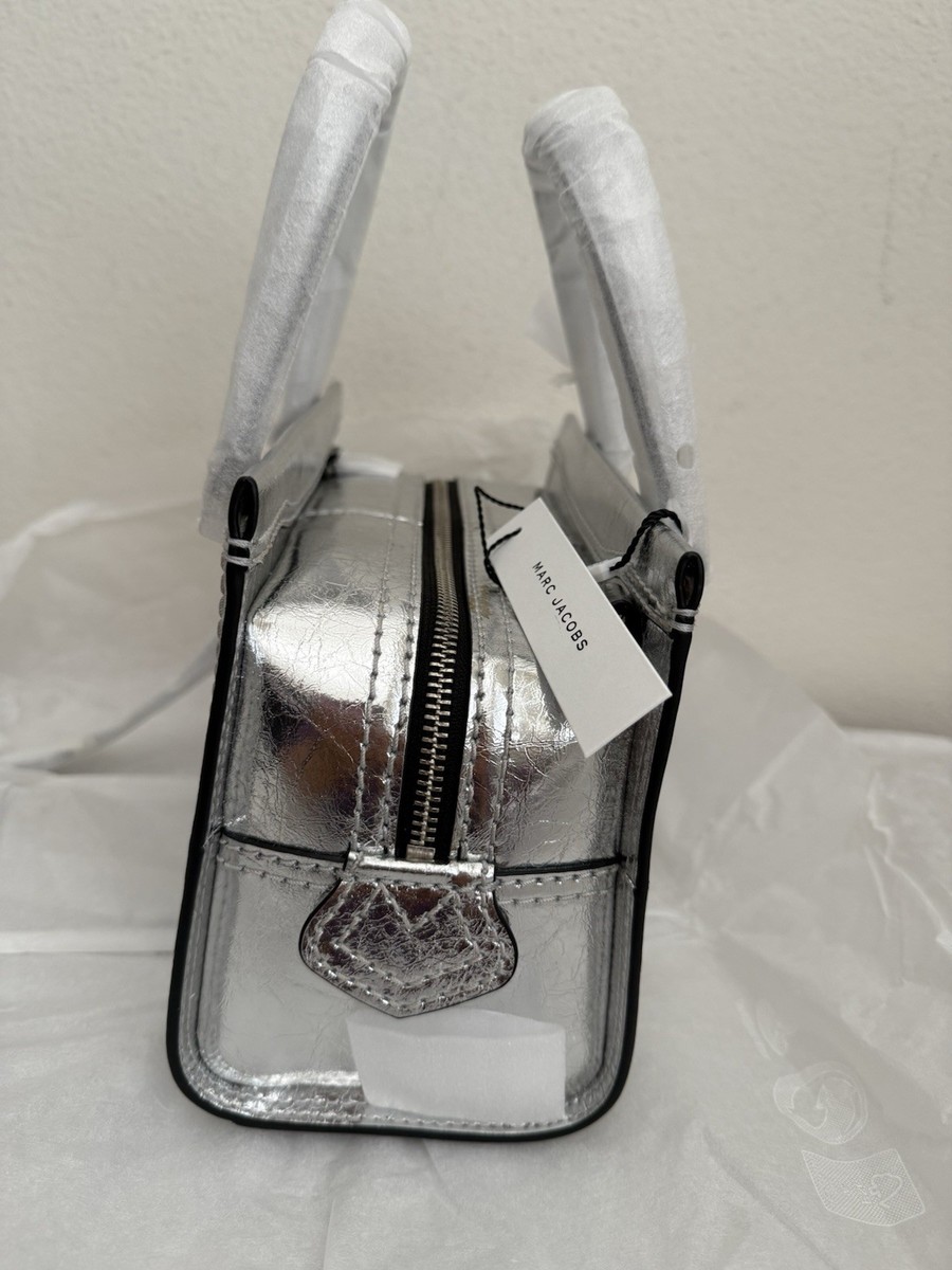 NWT Marc Jacobs Small Crinkle Cruiser Metallic Satchel Bag Silver