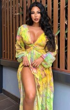 Yellow and green fashion nova dress