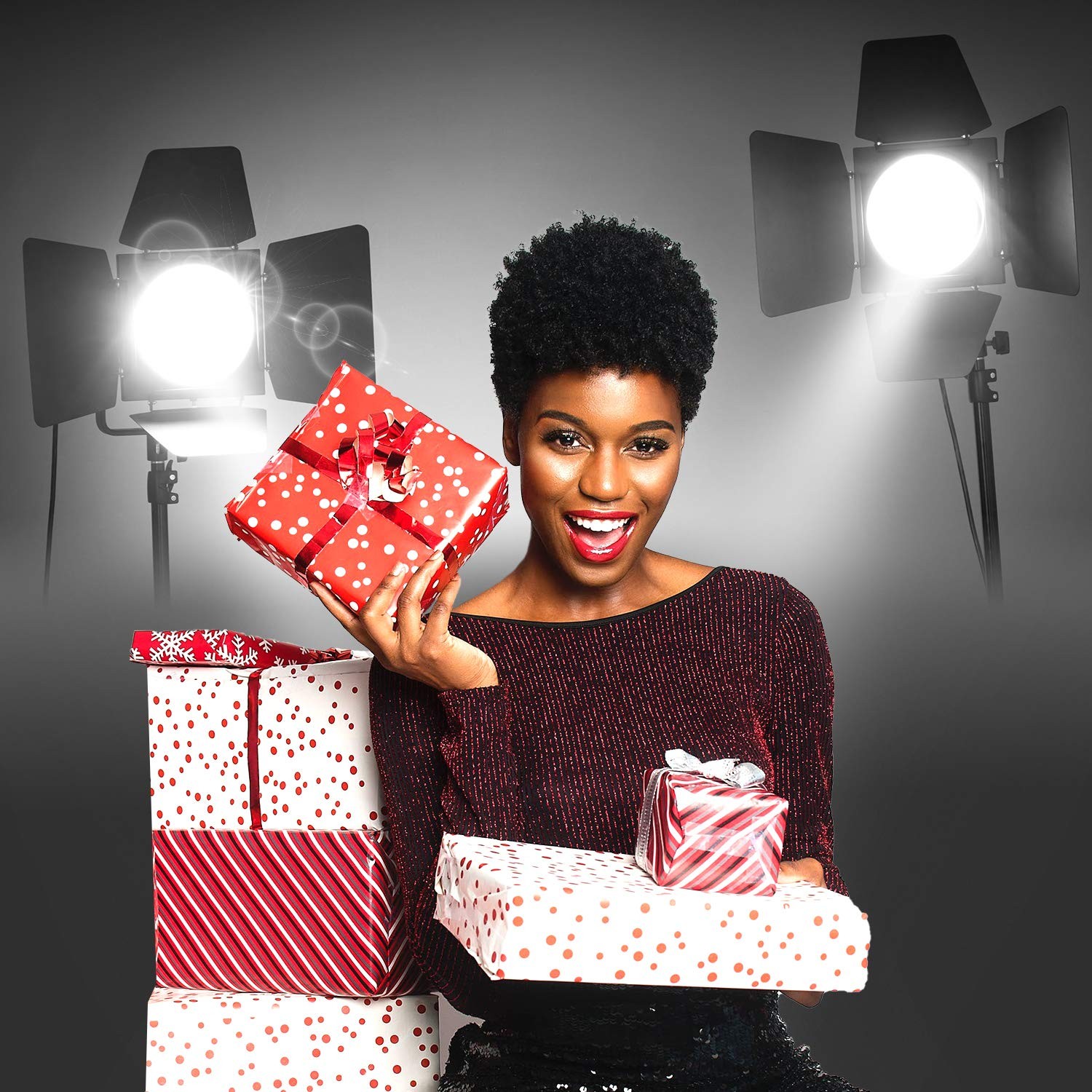 Julius Studio LED Continuous Output Light with Barndoor, 75 LED Beads, 5700K,