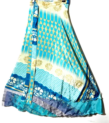 Incredible-art Vintage Silk Sari Magic Wrap Skirt Reversible Hippie Sarong - Image 1 of 4