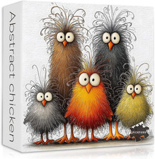 Funny Chicken Puzzle for Adults 1000 Pieces, Abstract Chicken Jigsaw Puzzle, Cut
