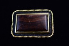 VINT. HANDCRAFTED WOOD AND BRASS BELT BUCKLE