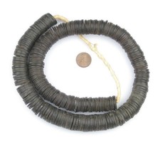 Jumbo Vintage Coconut Shell Heishi Beads 16-20mm Nigeria African Black Wood