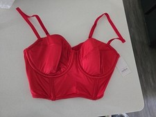Auden lined Corset Bra Top Size M Red