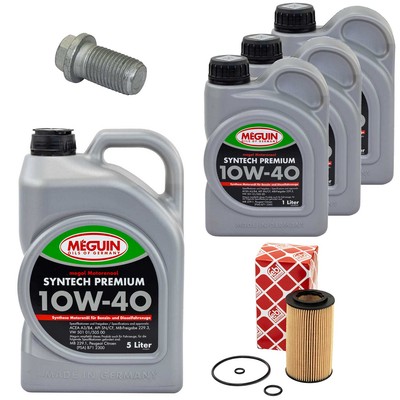 Motoröl Filter Set Syntech 10W-40 Meguin 8 Liter + Schraube für Mercedes Vito