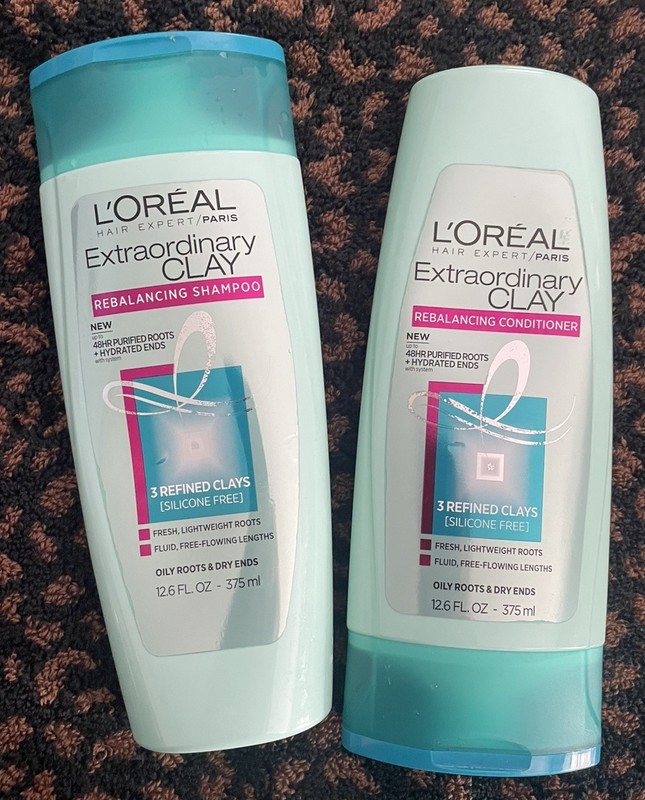 L’OREAL Extraordinary Clay Rebalancing Shampoo,Conditioner 12.6 oz Oily Hair