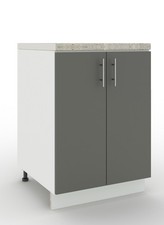 JD Greta Adjustable Kitchen Base Unit 600mm Cabinet – Grey Matt With Worktop