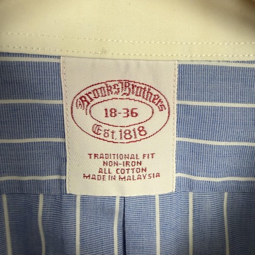 Brooks Brothers Oberhemd Herren 2XL 18-36 blau gestreift Knopfleiste französische Manschette XXL - Bild 6 von 12