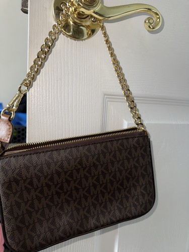 Michael Kors Chain Link Wristlet Mini Bag Brown - Picture 4 of 5