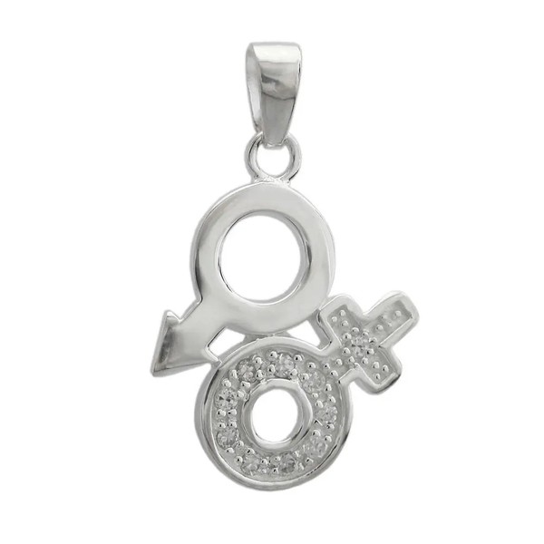 AnhäNger 23Mm Venus/Mars-Symbol Mit Zirkonias GläNzend Silber 925 | Gallay-image