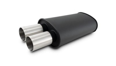 Vibrant Streetpower Flat Blk Muffler 9x5x15in Body 2.5in Inlet ID 3in Tip OD w/D