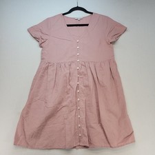 Madewell Mini Dress Womens Small Pink Babydoll Linen Button Front Short Sleeve