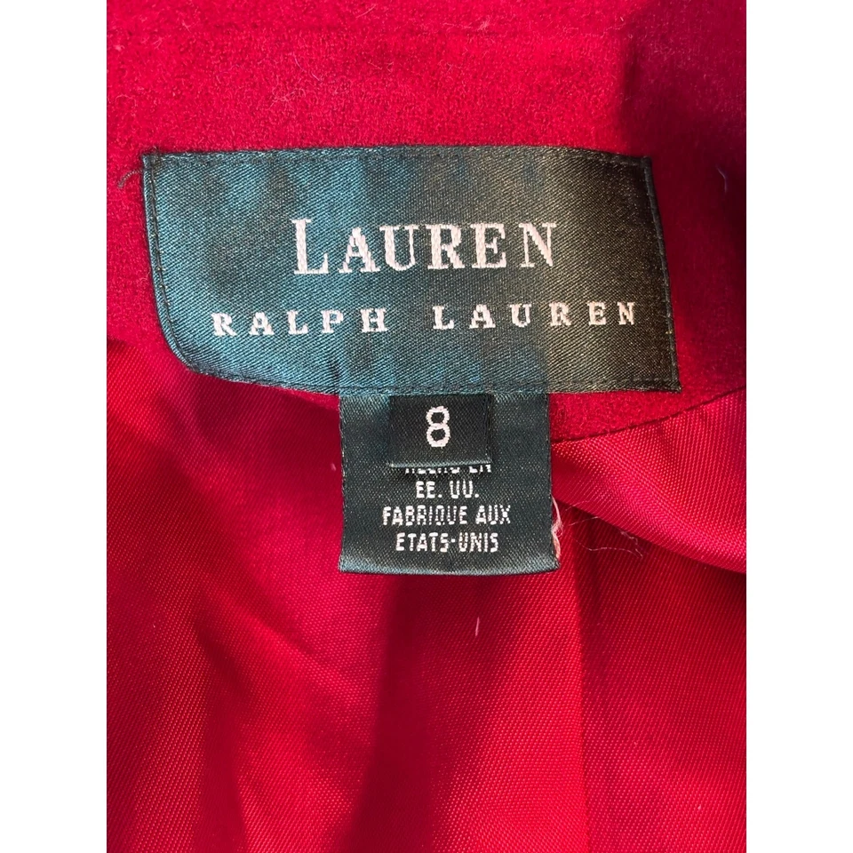 Blazer Lauren Ralph Lauren Borgoña Lana Worsted Latón Botón Mujer 8 Hecho en EE. UU. Foto 4 de 4
