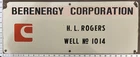 Vintage Porcelain Oil Field Sign - Berenergy Corp / formerly Champlin -HL Rogers