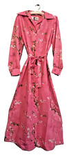 Vintage Polynesian Casuals Hawaii Pink Floral Dress Floral Size 18 Maier EUC