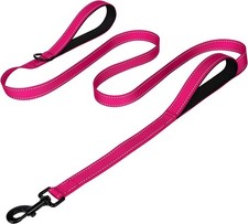 Joytale Dog Leash Heavy Duty Double Handle Reflective 5FT Hot Pink